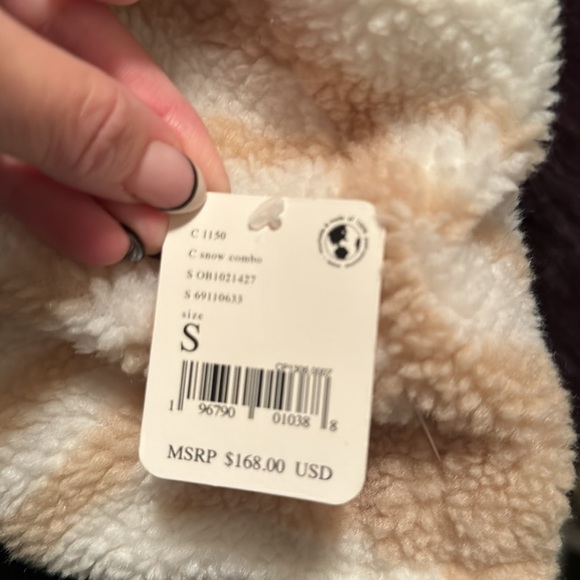 Boho FREE PEOPLE Rocky Ridge Sherpa Bomber Jacket Snow Combo Teddy Coat - Picture 9 of 10